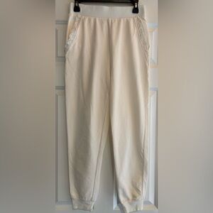 J. Crew Factory Cream Cuffed Jogger with Eyelet Lace Trim on pockets, size Small